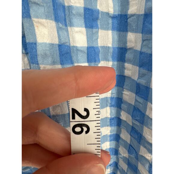 Asos Skirt Womens 2 Petite Blue Plaid Midi Gingham White Cottage Boho Country - Picture 6 of 7